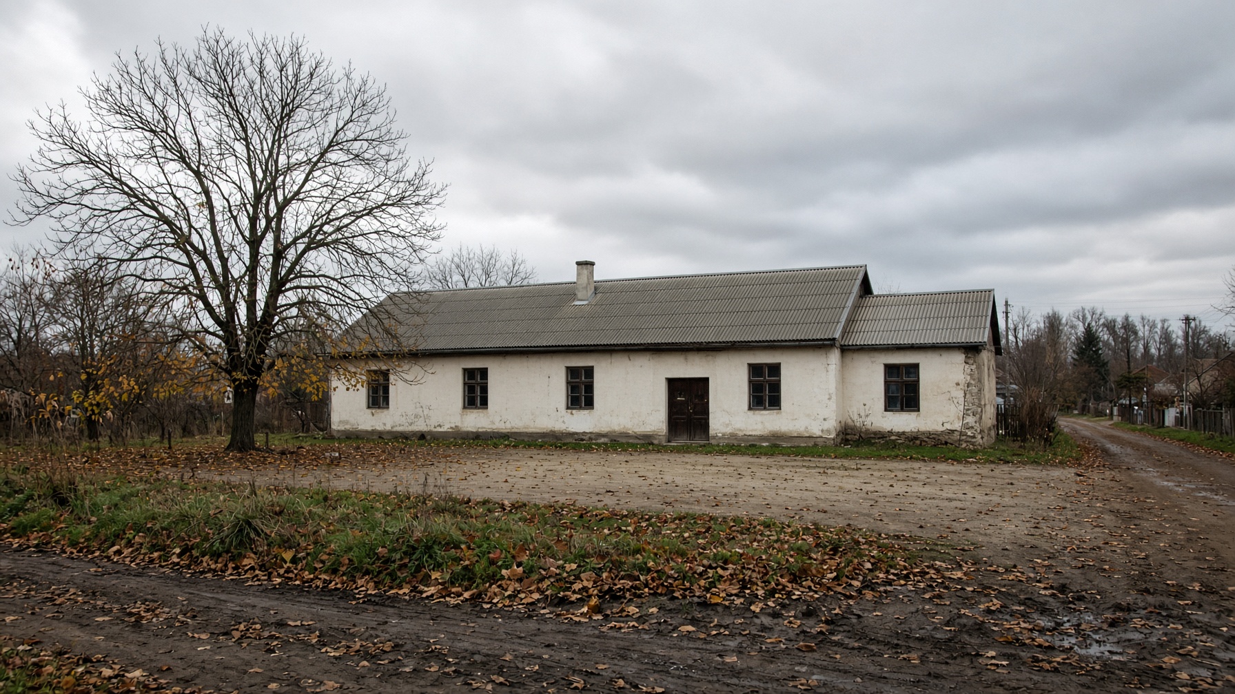 Empty village schoolyard, Cândești commune, Botoșani County, Romania