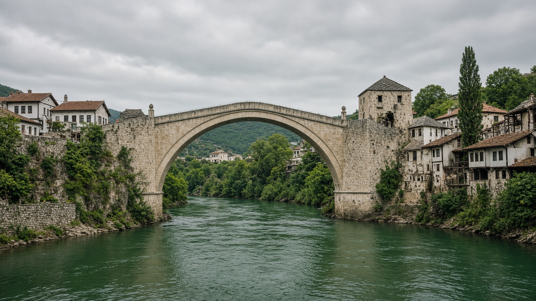 Stari Most over the Neretva in Mostar, Bosnia and Herzegovina