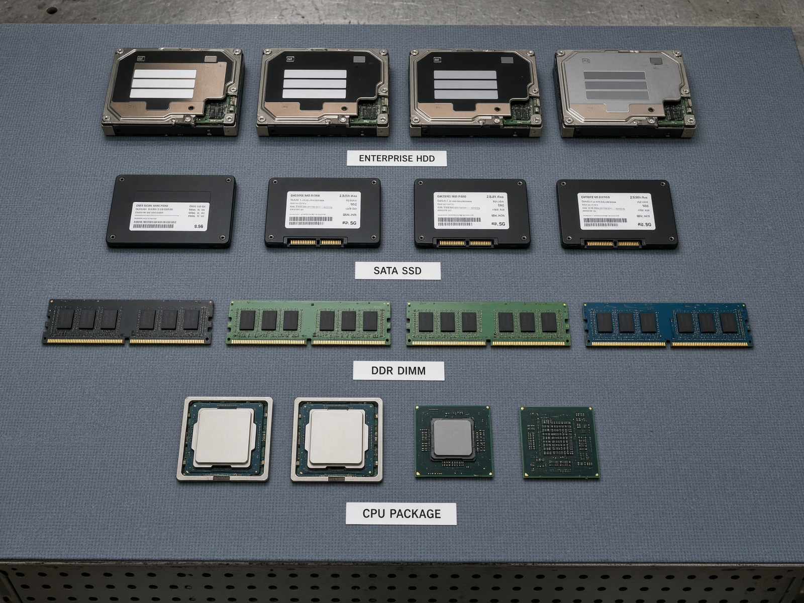 Hard drives and components separated for NIST SP 800-88 sanitisation