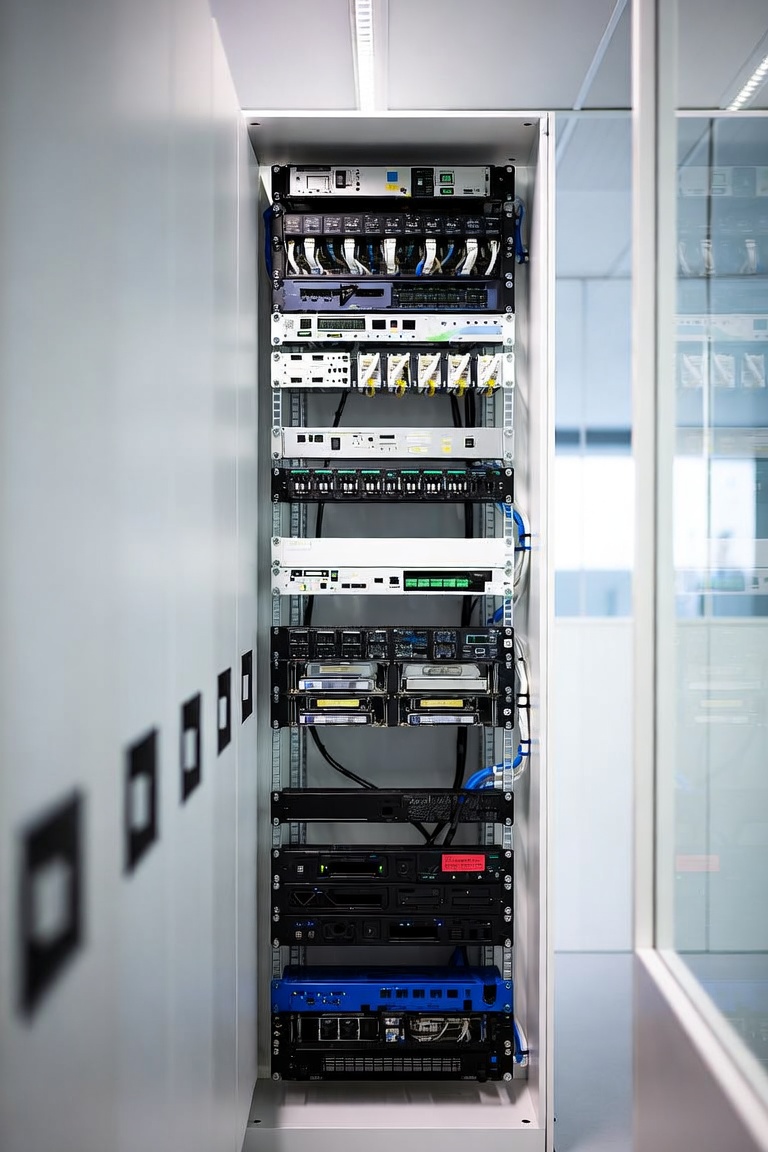 Open rack with mixed enterprise servers before drive isolation